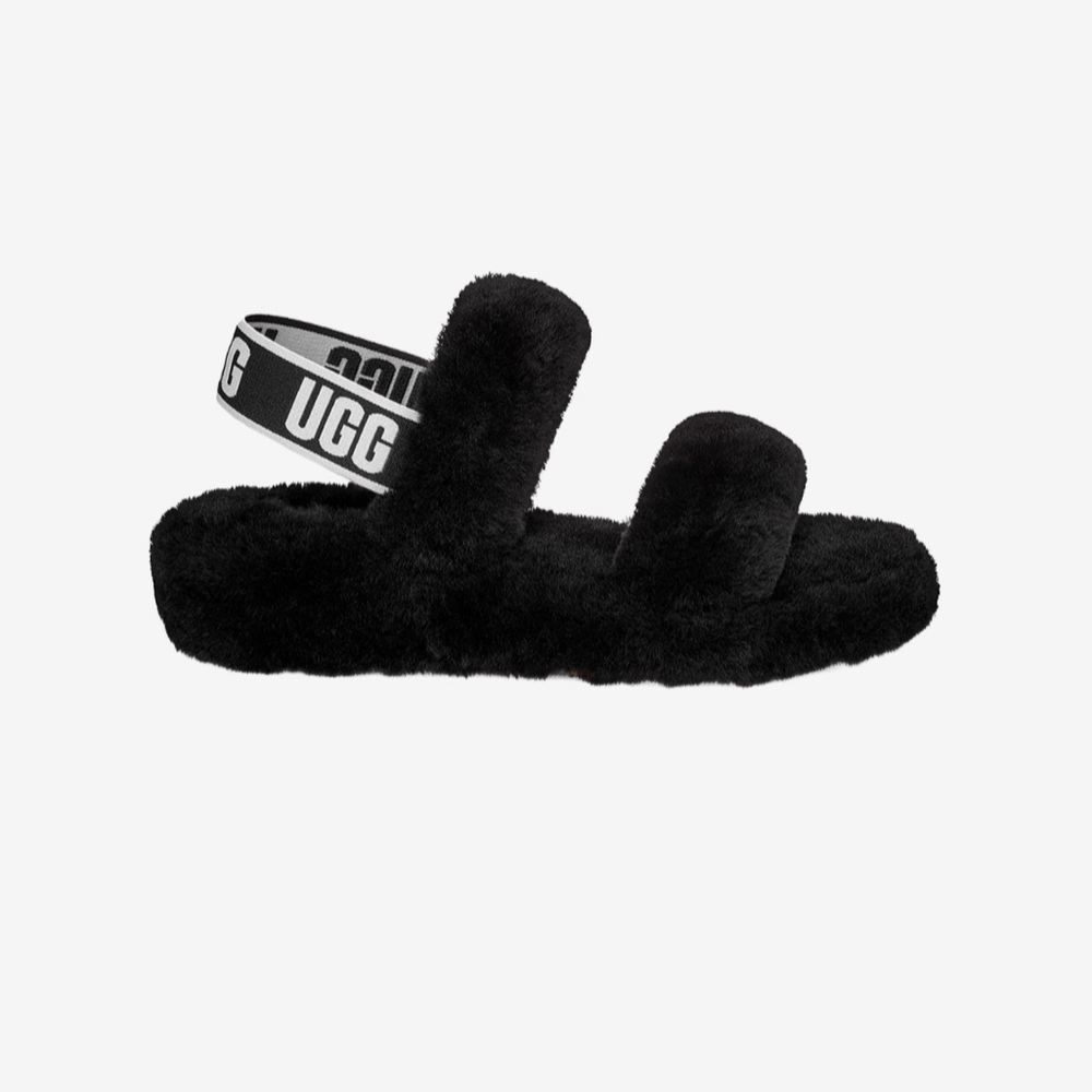 UGG Oh Yeah Double Strap Flat Sandals in Black